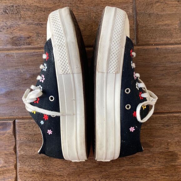 CONVERSE Star Lift Platform Low Floral Embroidered Sneakers Womens size 7 - Picture 13 of 14